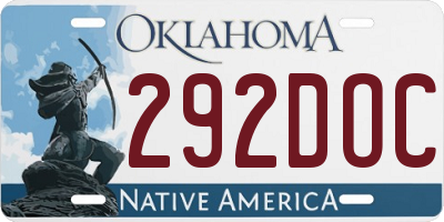OK license plate 292DOC
