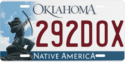 OK license plate 292DOX