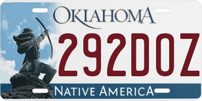 OK license plate 292DOZ