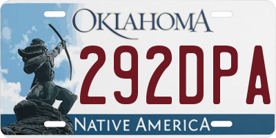 OK license plate 292DPA