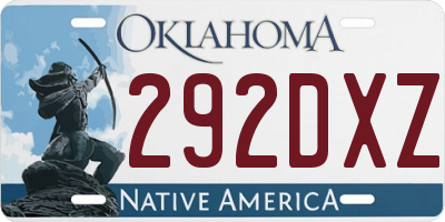 OK license plate 292DXZ