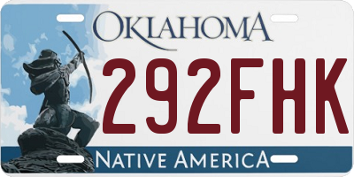 OK license plate 292FHK