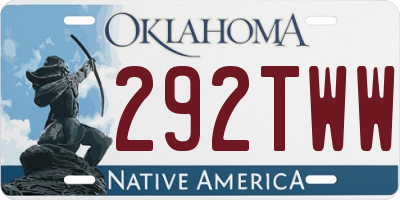 OK license plate 292TWW