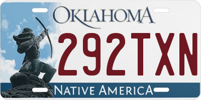 OK license plate 292TXN