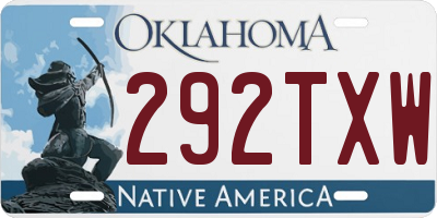 OK license plate 292TXW