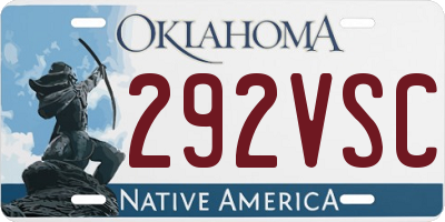 OK license plate 292VSC