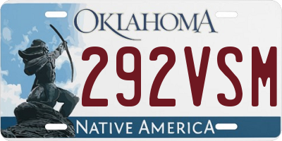OK license plate 292VSM