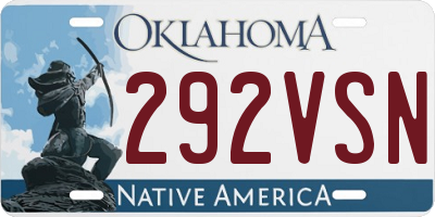 OK license plate 292VSN