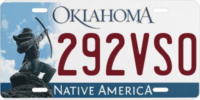 OK license plate 292VSO