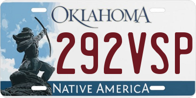 OK license plate 292VSP