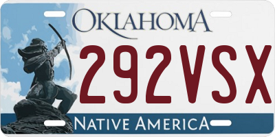 OK license plate 292VSX