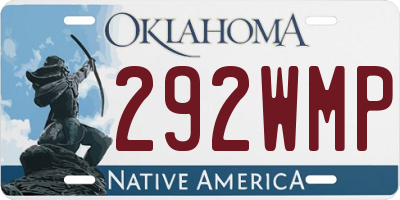 OK license plate 292WMP