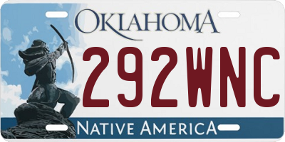OK license plate 292WNC
