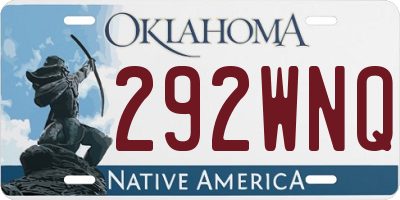 OK license plate 292WNQ