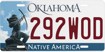 OK license plate 292WOD