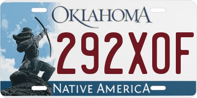 OK license plate 292XOF