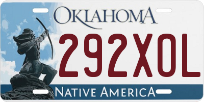 OK license plate 292XOL