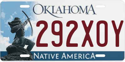 OK license plate 292XOY