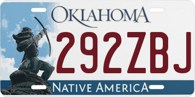 OK license plate 292ZBJ