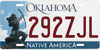 OK license plate 292ZJL
