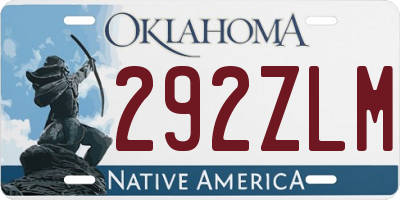 OK license plate 292ZLM