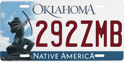 OK license plate 292ZMB