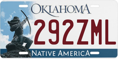 OK license plate 292ZML