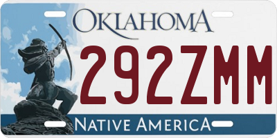 OK license plate 292ZMM