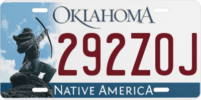 OK license plate 292ZOJ