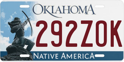 OK license plate 292ZOK