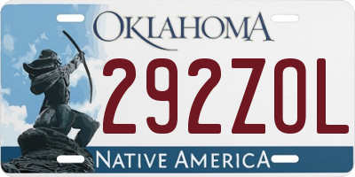 OK license plate 292ZOL