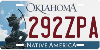 OK license plate 292ZPA
