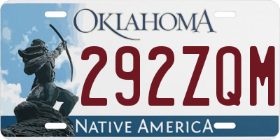 OK license plate 292ZQM