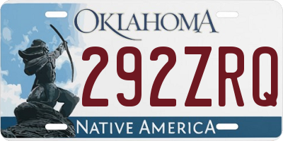 OK license plate 292ZRQ