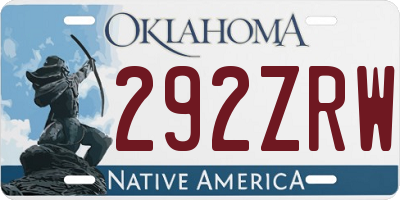 OK license plate 292ZRW