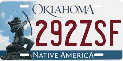 OK license plate 292ZSF