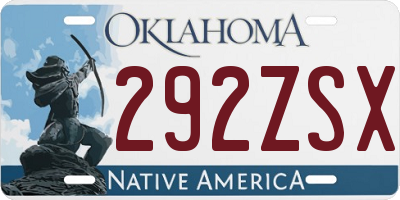 OK license plate 292ZSX