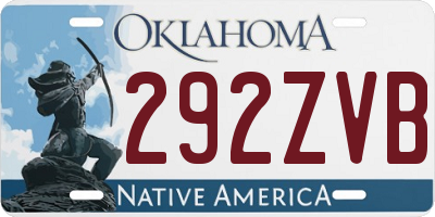 OK license plate 292ZVB