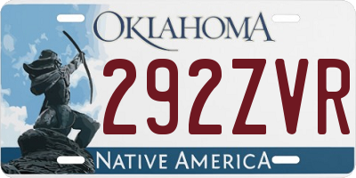 OK license plate 292ZVR