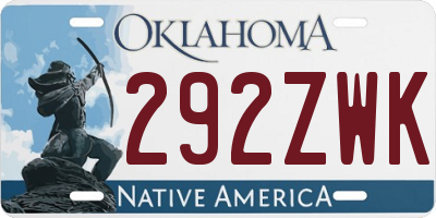 OK license plate 292ZWK