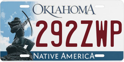 OK license plate 292ZWP