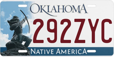 OK license plate 292ZYC