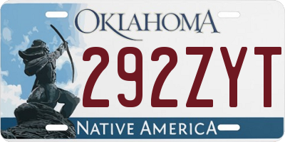 OK license plate 292ZYT