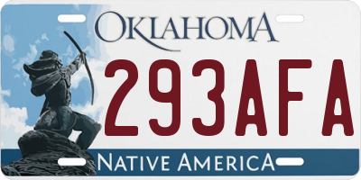 OK license plate 293AFA