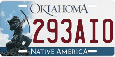 OK license plate 293AIO