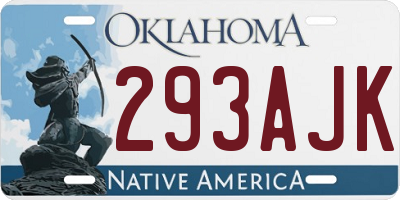 OK license plate 293AJK