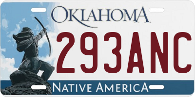 OK license plate 293ANC