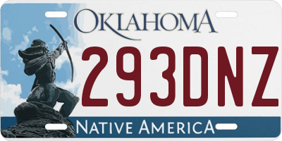OK license plate 293DNZ