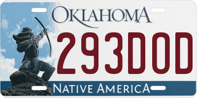 OK license plate 293DOD