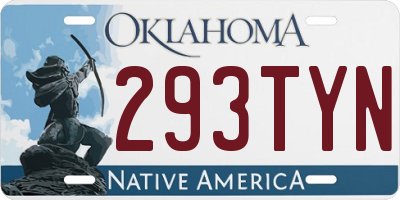 OK license plate 293TYN